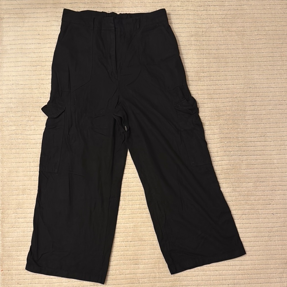 Ellen Tracy Linen Black Wide Leg Jumpsuit